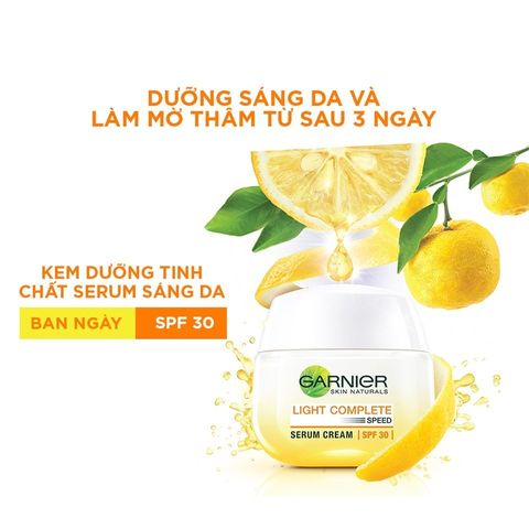 Kem Dưỡng Ban Ngày Garnier Light Complete Serum Cream SPF30 50ml - Dưỡng Sáng, Bảo Vệ, Cấp Ẩm Cho Mọi Loại Da