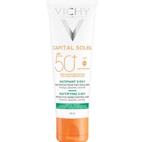 Kem Chống Nắng Vichy Capital Soleil Mattifying 3in1 SPF50+ 50ml cho Da Dầu Mụn - Chống Ô Nhiễm và Bụi Mịn Hằng Ngày