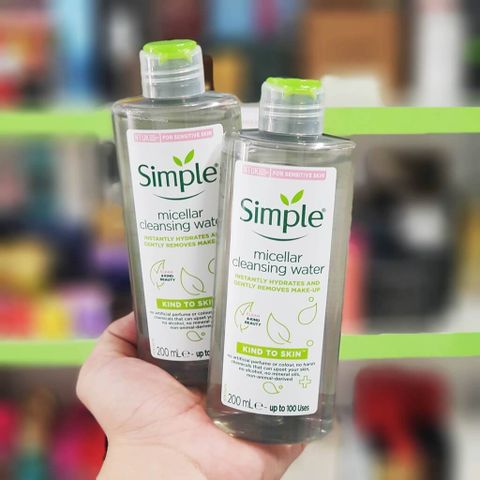 Nước Tẩy Trang Simple Micellar Cleansing Water 400ml - Làm Sạch Dịu Nhẹ, Cấp Ẩm Cho Da, Không Gây Kích Ứng