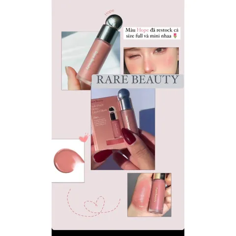 Má Hồng Kem Rare Beauty Soft Pinch Dewy Liquid Blush - Hope - Trang Điểm Vegan, Chất Kem Nhẹ, Tự Nhiên, Phù Hợp Mọi Tông Da