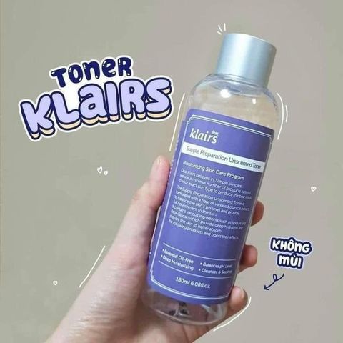 Nước Hoa Hồng Klairs Supple Preparation Toner 180ml - Dưỡng ẩm, Làm dịu, Phù hợp mọi loại da, Không cồn, Ngăn ngừa lão hóa