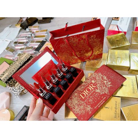 (Auth) Set 5 Son Dior Mini Rouge Lipstick 5 x 1.5gr - Bộ son đầy đủ với túi giấy phiên bản giới hạn, chất son lì mịn, giữ màu lâu trôi.