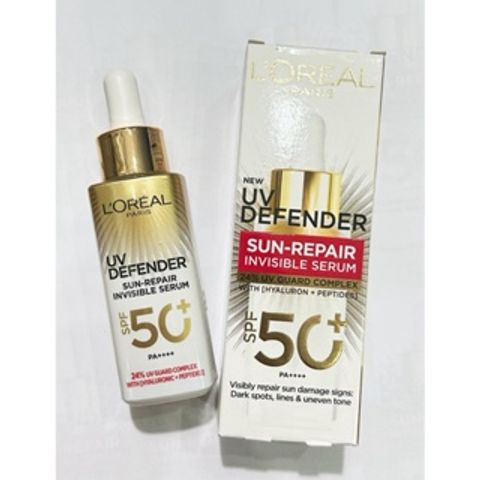 Serum Chống Nắng L'Oreal Paris UV Defender SPF50+ Mỏng Nhẹ 30ml - Bảo Vệ Da Chống Lão Hóa và Cải Thiện Làn Da Rạng Rỡ
