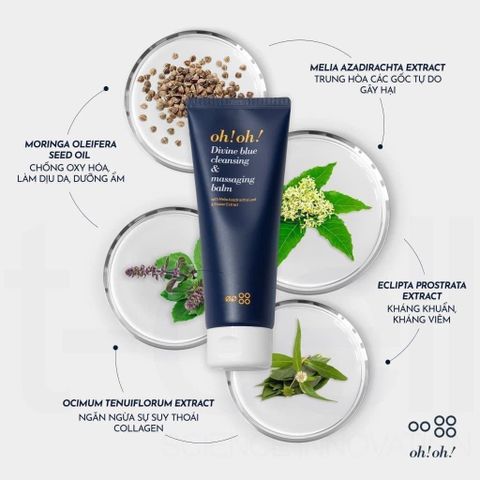 Sáp Tẩy Trang oh!oh! 150ml - Làm Sạch Sâu, Trẻ Hóa Da, Chiết Xuất Melia Azadirachta và Tảo Đỏ, Phù Hợp Với Mọi Loại Da