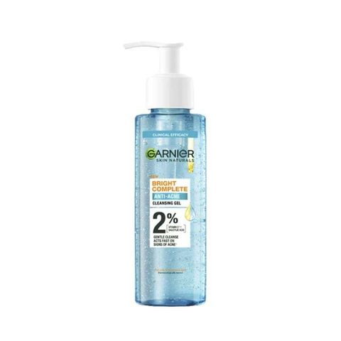 Gel Rửa Mặt Garnier Skin Naturals Bright Complete 120ml - Dịu Nhẹ Cho Da Dầu Mụn, Ngừa Mụn, Làm Sáng Da, 2% Salicylic BHA, Vitamin C