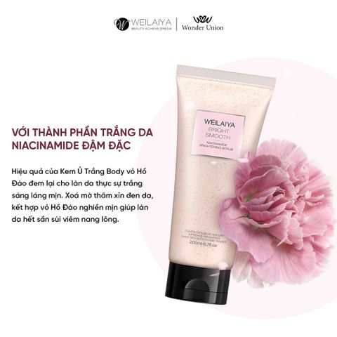 Kem Tẩy Tế Bào Chết Weilaiya 200ml - Ủ Trắng Da Niacinamide, Dưỡng Ẩm Cho Da Sáng Mịn Không Kích Ứng