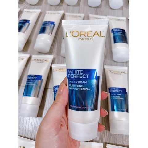 Sữa Rửa Mặt L'Oreal Paris White Perfect 50ml - Làm Sạch, Trắng Mịn Da với Tinh Thể Tourmaline và Vitamin C, Phù Hợp Tất Cả Loại Da