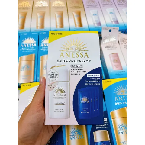 Set Chống Nắng Anessa Day Serum 30ml  + Gói Serum Dưỡng Da , Phục Hồi Da Sau Nắng Night Sun 4ml