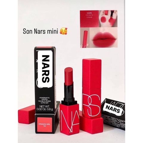 Son Nars Powermatte Mini 0.8g 132 Dragon Girl - Son Lì Đỏ Ruby Đẹp Mọi Tone Da, Độ Bám Cao, Không Lem, Không Trôi