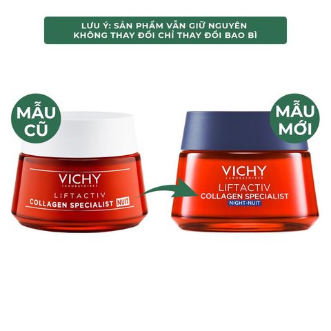 Kem Dưỡng Vichy Liftactiv Collagen Specialist Ngày & Đêm 50ml - Chống Lão Hóa, Làm Sáng Da, Tăng Độ Đàn Hồi Cho Mọi Loại Da