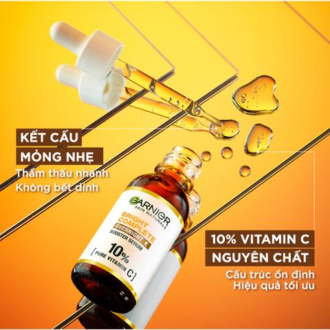 Serum Dưỡng Da Ban Đêm Garnier 10% Vitamin C Nguyên Chất - Sáng Da, Mờ Thâm, Cấp Ẩm Hyaluronic Acid 30ml