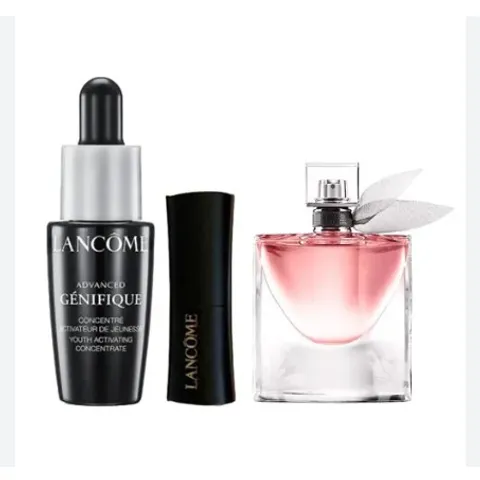 Set 3 Món Lancôme La Vie Est Belle - Nước Hoa Mini 4ml, Serum Trẻ Hóa Da 10ml và Son Môi Matte Mini 505 Adoration 1.6g