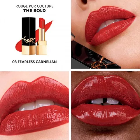 Son YSL The Bold 08 Fearless Carnelian 1.3g - Màu Đỏ Nâu Ánh Cam Sang Trọng, Lì Mịn, Bám Màu Tốt, Phù Hợp Mọi Tông Da