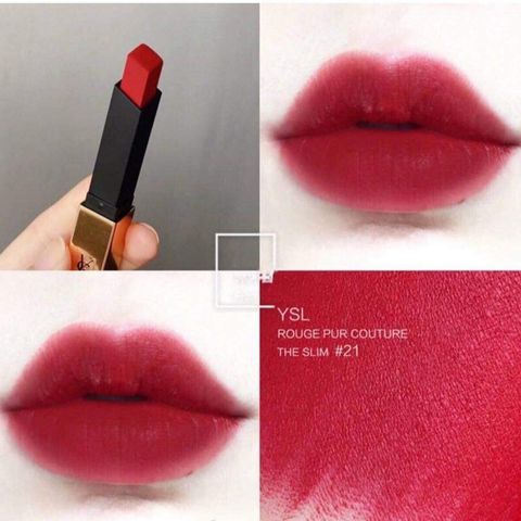 Son YSL Rouge Pur Couture The Slim 21 - Màu Đỏ Tươi Rực Rỡ, Chất Son Mịn Lì Cao Cấp, Xuất Xứ Pháp, Thiết Kế Sang Chảnh