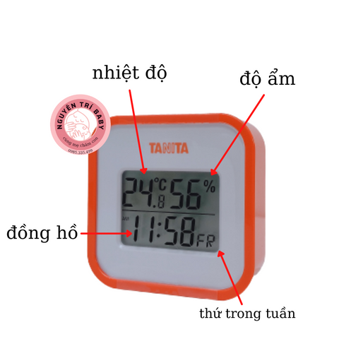 Nhiệt ẩm kế điện tử Tanita Nhật Bản - Màu Cam