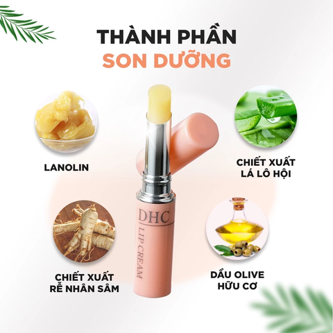 (Fullbox) Son Dưỡng Môi DHC Lip Cream 1.5g - Dưỡng Ẩm, Làm Mềm Môi, Chống Khô Nứt, Xuất Xứ Nhật Bản