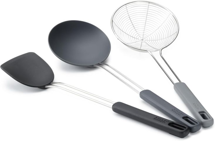 Bộ Dụng Cụ Nấu Ăn 3 Món Joseph Joseph - Dụng Cụ Lật Silicon, Thìa Silicon, Vớt Bọt Thép Không Gỉ, Tiết Kiệm Không Gian