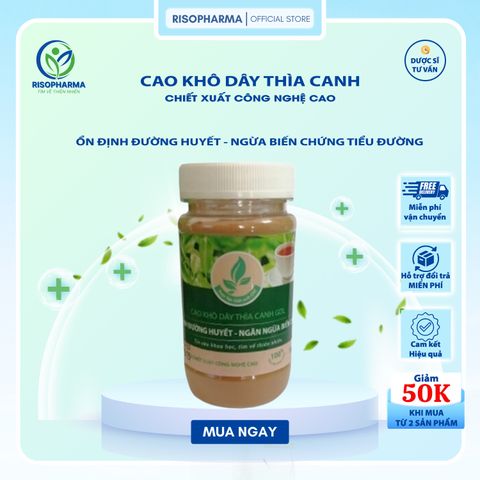 Cao Khô Dây Thìa Canh Risopharma - Nguyên Chất Giúp Ổn Định Đường Huyết, Ngăn Ngừa Biến Chứng Tiểu Đường Tự Nhiên