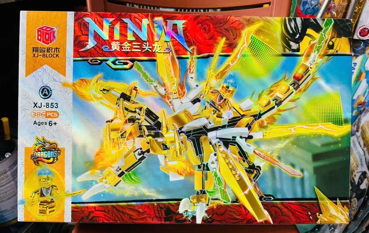 XJ BLOCK - 853A Bộ lắp ráp Ninja rồng vàng 390 mảnh cho trẻ từ 6 tuổi trở lên 