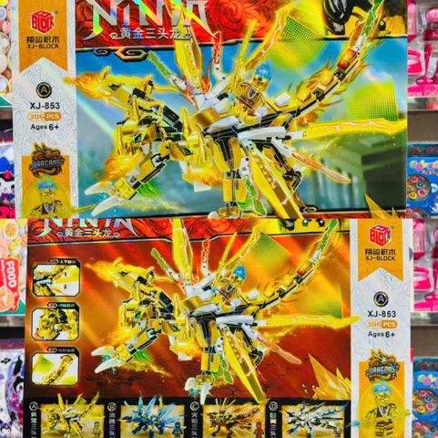 XJ BLOCK - 853A Bộ lắp ráp Ninja rồng vàng 390 mảnh cho trẻ từ 6 tuổi trở lên 
