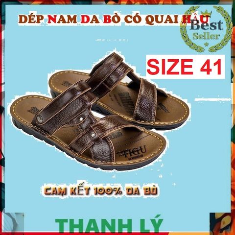 Dép Nam Da Thật Đế Cao Su Khâu Bền Bỉ - Dép Quai Hậu Thời Trang Tiện Lợi Dành Cho Nam Giới