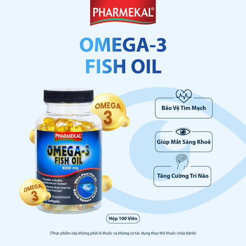 Viên Uống Dầu Cá Omega 3 1000mg - Hỗ Trợ Sức Khỏe Tim Mạch và Não, 100 Viên, Pharmekal-USA