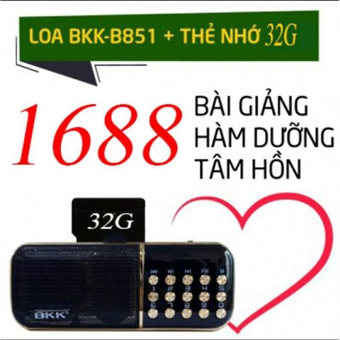 Loa Pháp Thoại BKK B851 - Nghe 1688 Bài Kinh Dưỡng Tâm Hồn, Radio FM, Thẻ Nhớ 32GB Tặng Kèm, Âm Thanh Chất Lượng Cao