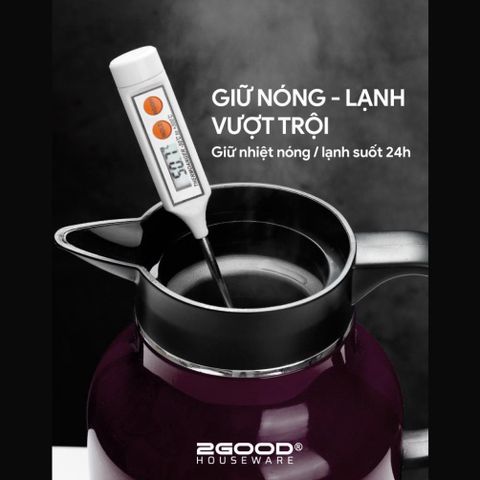 Bình Giữ Nhiệt 2GOOD FLASK B16 (1.8L) - Bình Pha Trà Inox 304 Giữ Nóng và Lạnh Lâu, Phù Hợp Để Ủ Cháo, Trà, Giữ Nhiệt Tối Ưu