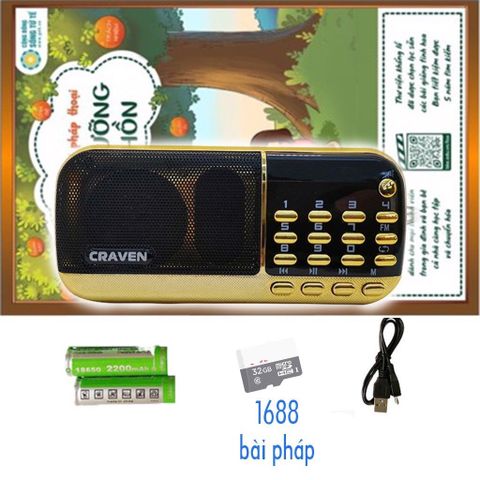 Loa CRAVEN 836S Kèm Thẻ Nhớ 32GB - 1688 Bài Pháp Thoại Dưỡng Tâm Hồn, Âm Thanh Sống Động, Tặng Củ Sạc chất lượng cao