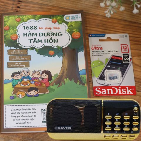 Loa CRAVEN 836S Kèm Thẻ Nhớ 32GB - 1688 Bài Pháp Thoại Dưỡng Tâm Hồn, Âm Thanh Sống Động, Tặng Củ Sạc chất lượng cao