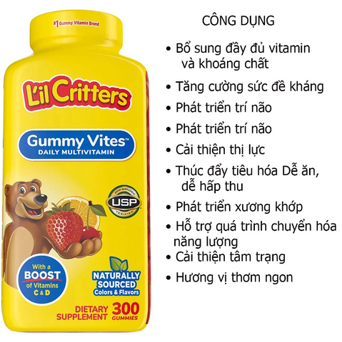Kẹo Dẻo Bổ Sung Vitamin L'Il Critters Gummy Vites (300 Viên)