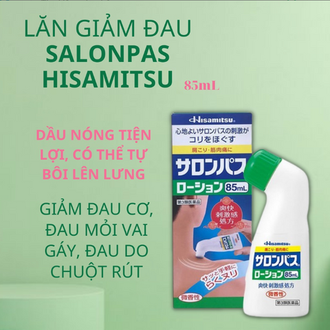 Lăn Giảm Đau Hisamitsu Salonpas 85ml - Dầu Xoa Bóp Giảm Đau Hiệu Quả, Sản Phẩm Từ Nhật Bản, Dễ Sử Dụng, Giúp Thư Giãn Cơ Bắp