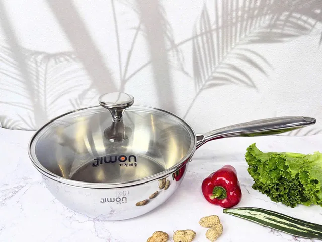Chảo JIWON Cao Cấp Chống Dính Nano Cool – Inox 5 Lớp Dẫn Nhiệt Nhanh, Dễ Vệ Sinh, Phù Hợp Mọi Loại Bếp