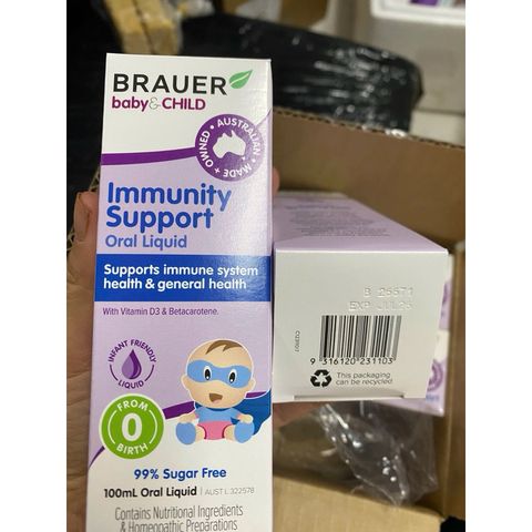 Siro Tăng Đề Kháng Brauer Úc cho Trẻ Sơ Sinh đến 12 Tuổi - Hỗ Trợ Miễn Dịch Với Hương Vị Trái Cây Ngon Miệng