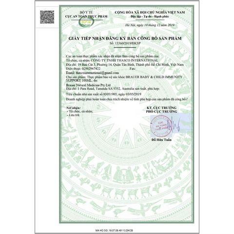 Siro Tăng Đề Kháng Brauer Úc cho Trẻ Sơ Sinh đến 12 Tuổi - Hỗ Trợ Miễn Dịch Với Hương Vị Trái Cây Ngon Miệng