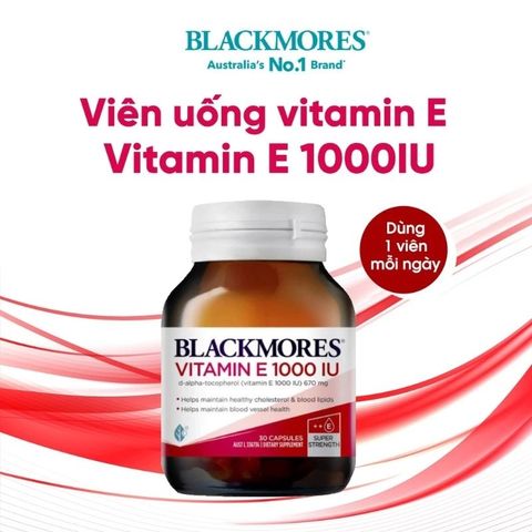 Viên uống Vitamin E 1000IU Blackmores - Giúp làm đẹp da, giảm cholesterol và chống lão hóa, bổ sung sức khỏe tim mạch và cải thiện thị lực