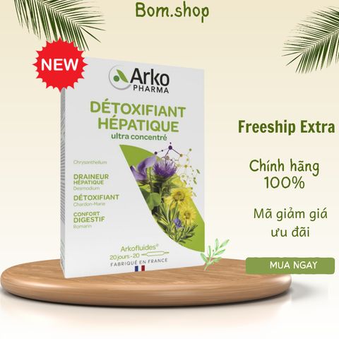 Viên Uống Thải Độc Gan Arkopharma Detoxifiant Hepatique Pháp - Hỗ Trợ Chức Năng Gan, Thanh Lọc Cơ Thể, 20 Ống