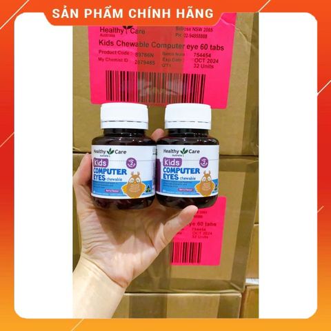 Viên Nhai Bổ Mắt Cho Bé Healthy Care - Viên Uống Bảo Vệ Mắt Từ 2 Tuổi Hộp 60 Viên, Giảm Mỏi Mắt Do Ánh Sáng Xanh