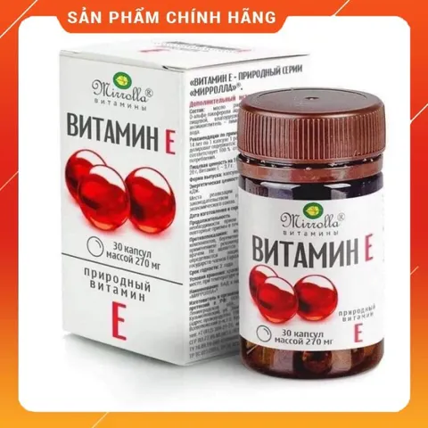 Viên uống Vitamin E đỏ Nga 270mg Mirrolla - Làm trắng da, kích thích mọc tóc, dưỡng ẩm tự nhiên - Hộp 30 viên