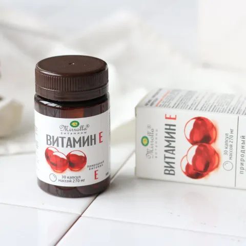 Viên uống Vitamin E đỏ Nga 270mg Mirrolla - Làm trắng da, kích thích mọc tóc, dưỡng ẩm tự nhiên - Hộp 30 viên