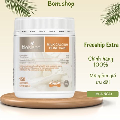 Viên uống Bio Island Milk Calcium Care 150 viên - Hỗ trợ xương khỏe mạnh, bổ sung canxi tự nhiên từ sữa bò, vitamin D3 & K2.