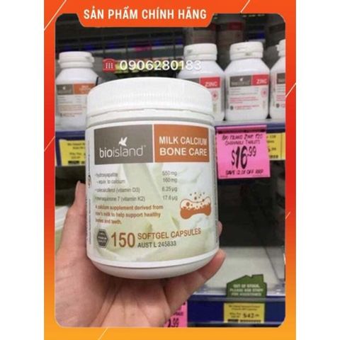 Viên uống Bio Island Milk Calcium Care 150 viên - Hỗ trợ xương khỏe mạnh, bổ sung canxi tự nhiên từ sữa bò, vitamin D3 & K2.