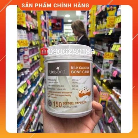 Viên uống Bio Island Milk Calcium Care 150 viên - Hỗ trợ xương khỏe mạnh, bổ sung canxi tự nhiên từ sữa bò, vitamin D3 & K2.