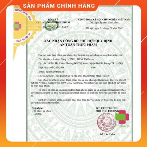 Viên Uống Bổ Mắt Macu-Vision Blackmores - Sáng Mắt, Bảo Vệ Võng Mạc, Hỗ Trợ Chữa Bệnh Mắt, Duy Trì Sức Khỏe Mắt, Úc