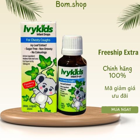 Siro giảm ho Ivy Kids Úc cho trẻ sơ sinh và trẻ em, chiết xuất lá thường xuân, an toàn, dễ uống, sản phẩm dinh dưỡng mùa lạnh