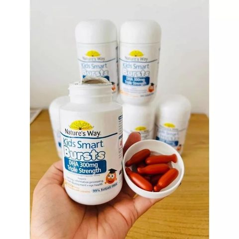 Viên Nhai Bổ Sung DHA Cao Cấp Nature's Way Kids Smart 300mg - 50 Viên Giúp Phát Triển Trí Tuệ và Thị Giác Cho Bé