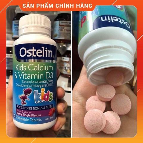 Canxi Ostelin Kids Kẹo Khủng Long 90 Viên - Vitamin D & Canxi Giúp Phát Triển Xương Răng Chắc Khỏe Cho Trẻ Từ 2 Tuổi, Xuất Xứ Úc