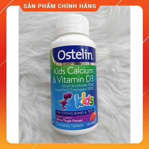 Canxi Ostelin Kids Kẹo Khủng Long 90 Viên - Vitamin D & Canxi Giúp Phát Triển Xương Răng Chắc Khỏe Cho Trẻ Từ 2 Tuổi, Xuất Xứ Úc