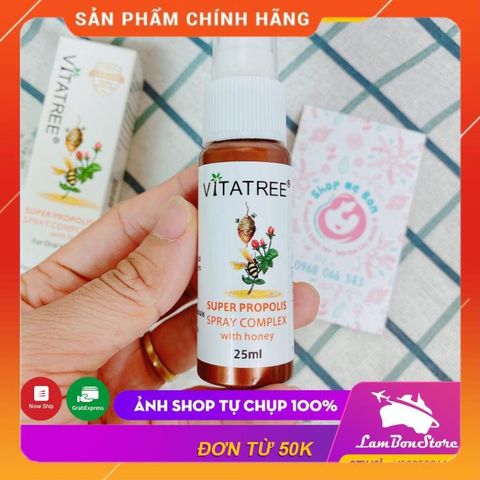 Chai Xịt Keo Ong Vitatree 25ml - Hỗ Trợ Giảm Ho, Viêm Họng và Cảm Lạnh Cho Trẻ Từ 2 Tuổi - Sản Phẩm Chính Hãng Úc