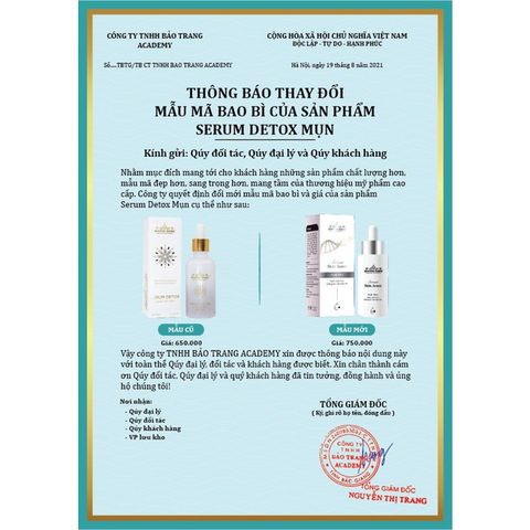 SERUM DETOX MỤN DOCTOR QUEEN - (Ngừa tất cả các loại mụn,thâm,. đào thải phục hồi tái tạo da,da yếu, giãn mao mạch,...)